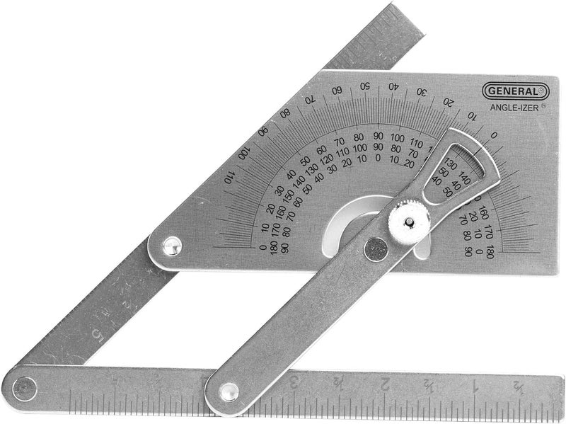 General Tools Protractor and Angle Finder #39, Stainless Steel, Outside, Inside, Sloped Angles, 0° to 180° - Image 1